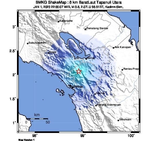 Gempa Bumi Magnitudo 3,8 Guncang Wilayah Tarutung dan Sipahutar