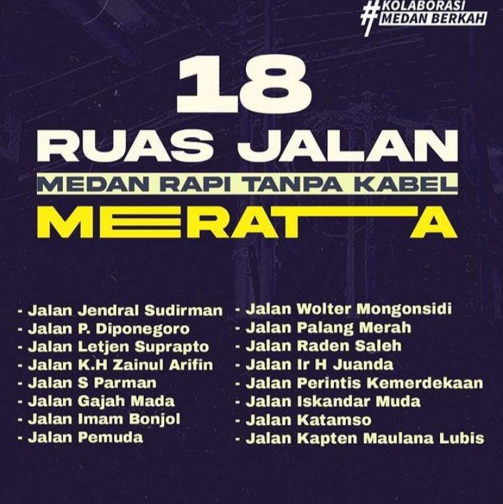 18 Ruas Jalan di Medan Bakal Tanpa Kabel Listrik
