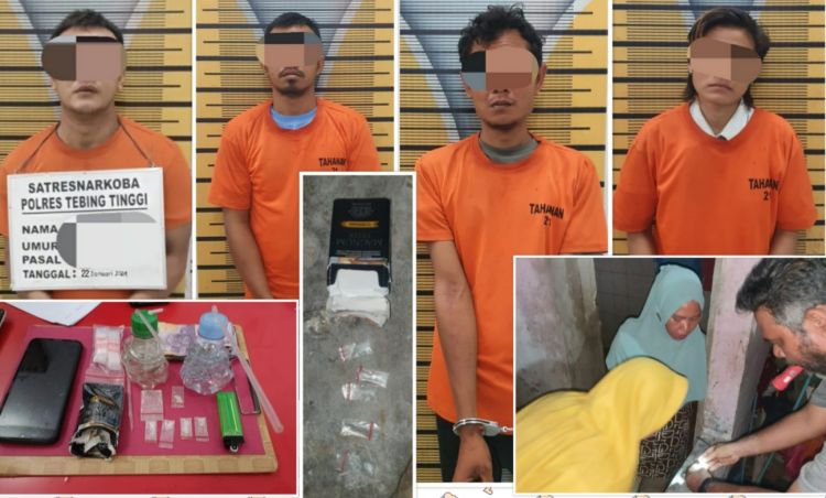 Tiga Pria dan Wanita "Pesta Narkoba" Berlanjut ke Terali Besi