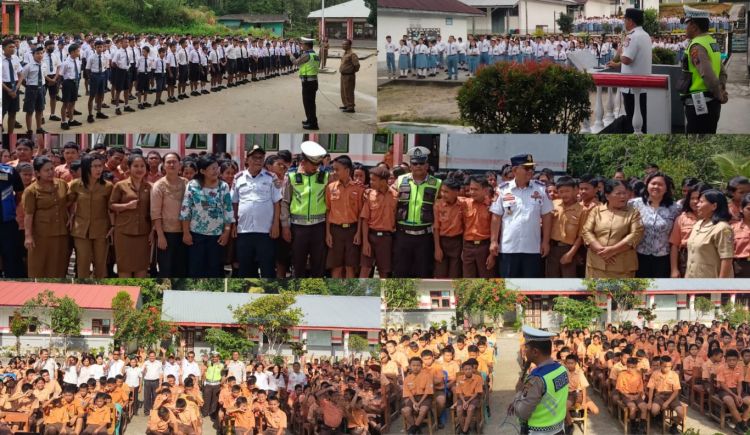 Satlantas Polres Taput Roadshow Keliling Sekolah Tanamkan Tertib Berlalulintas