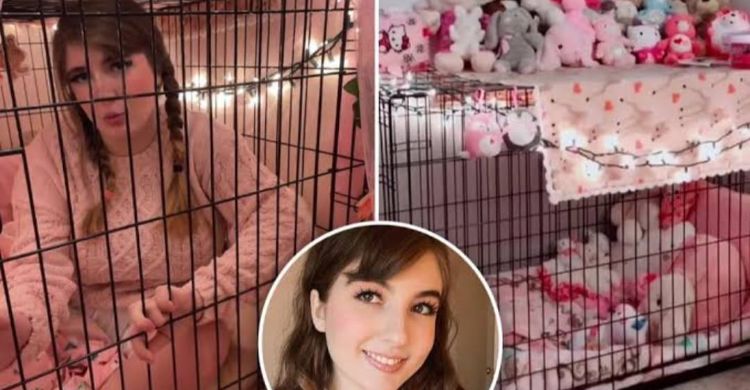 Viral di Medsos, Cewe Cantik   di Amerika Serikat Lebih Aman dan Nyaman  Tidur di Kandang Anjing