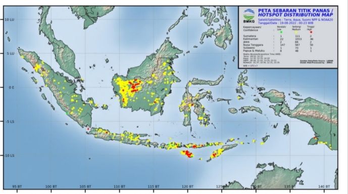 Jumlah Titik Panas di Sumut Kembali Meningkat, BMKG Deteksi 21 Sebaran Hotspot