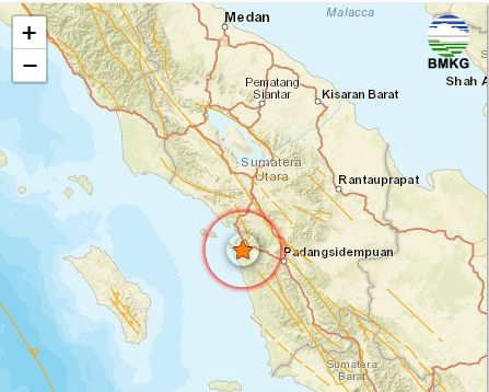 Pinangsori Tapteng Diguncang Gempa Bumi Berkekuatan Magnitudo 4,9