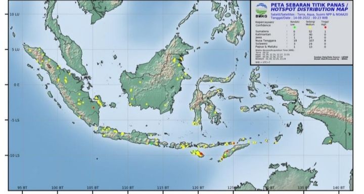 Tiga Titik Panas Kembali Ditemukan di Provinsi Sumut