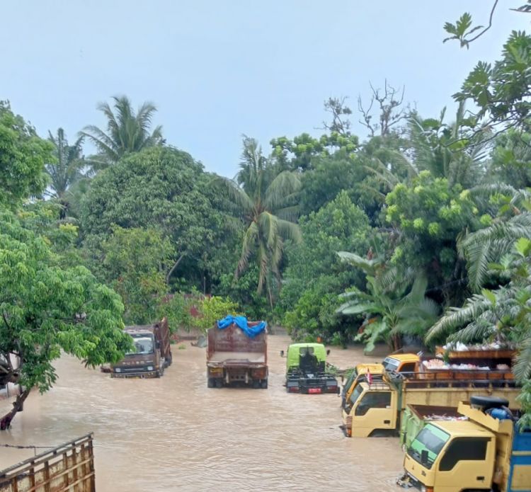 Puluhan Truk Terendam Banjir di Galang, Begini Penampakkannya