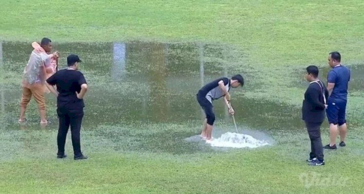 Lapangan Stadion Teladan Tergenang, Laga Karo United vs Sriwijaya Batal Digelar