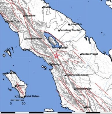 Gempa Bumi Tektonik Magnitudo 2,5 Kembali Dirasakan di Tarutung