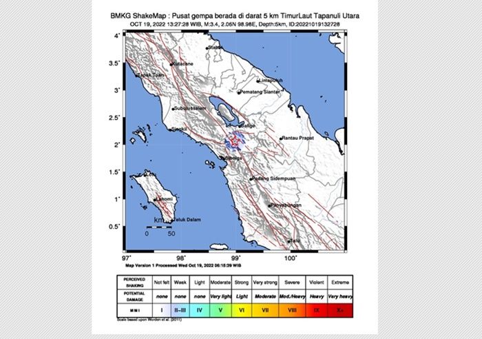Lagi, Taput Diguncang Gempa M= 3.4