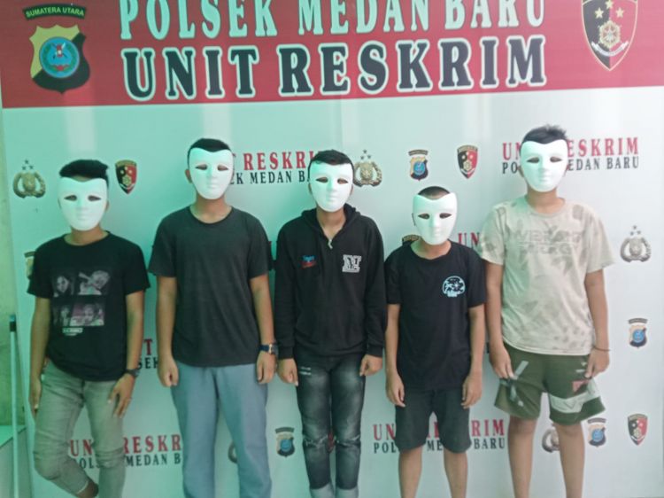 Lakukan Pengrusakan Mobil, Lima Pelajar Ditangkap Reskrim Polsek Medan Baru