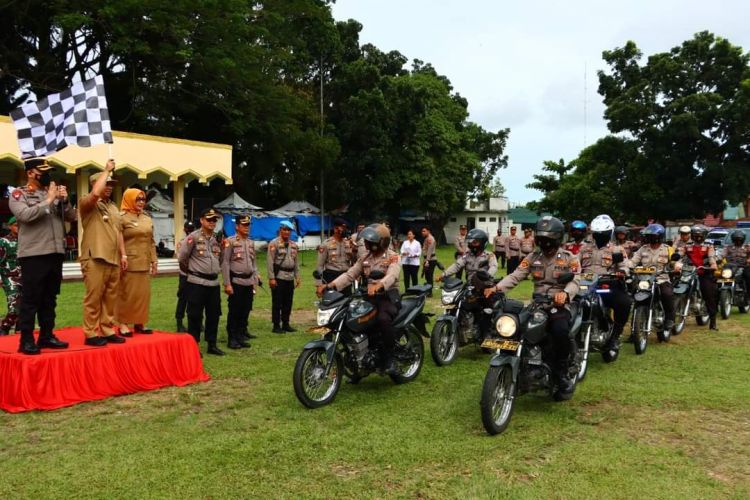Personil Gabungan Gelar Pasukan Pilkades Serentak di Labuhanbatu