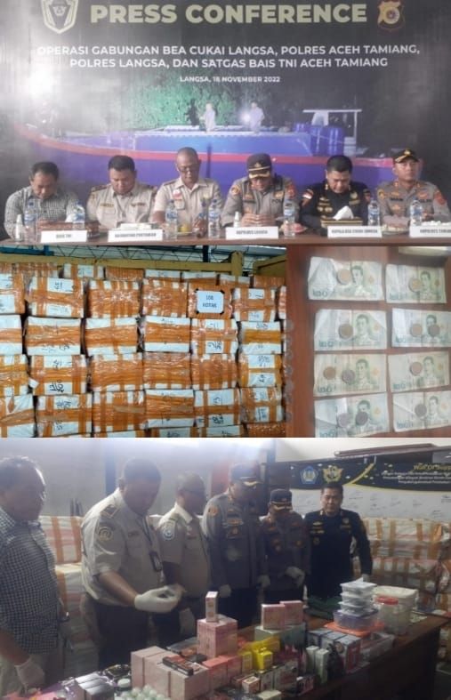 TIM Operasi Gabungan Bea Cukai Langsa Gagalkan Upaya Penyelundupan Barang Ilegal