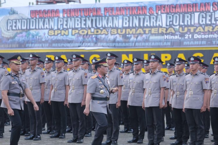 Pelantikan  Bintara Polri SPN Polda Sumut Th 2022. Kapolda Sumut: Layani Masyarakat Dengan Tulus.
